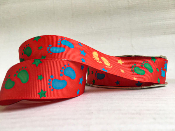 Baby Footprints Design Ribbon in 1 Inch