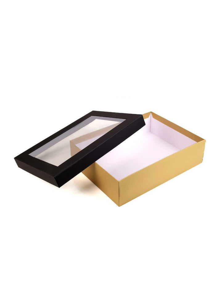 Black & Gold Color Window Box For Gifts Packaging - BoxGhar
