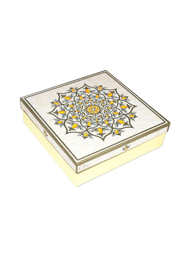 Gold Off White Ornament Design Box for Packing - Half kg Sweet Empty Box - BoxGhar