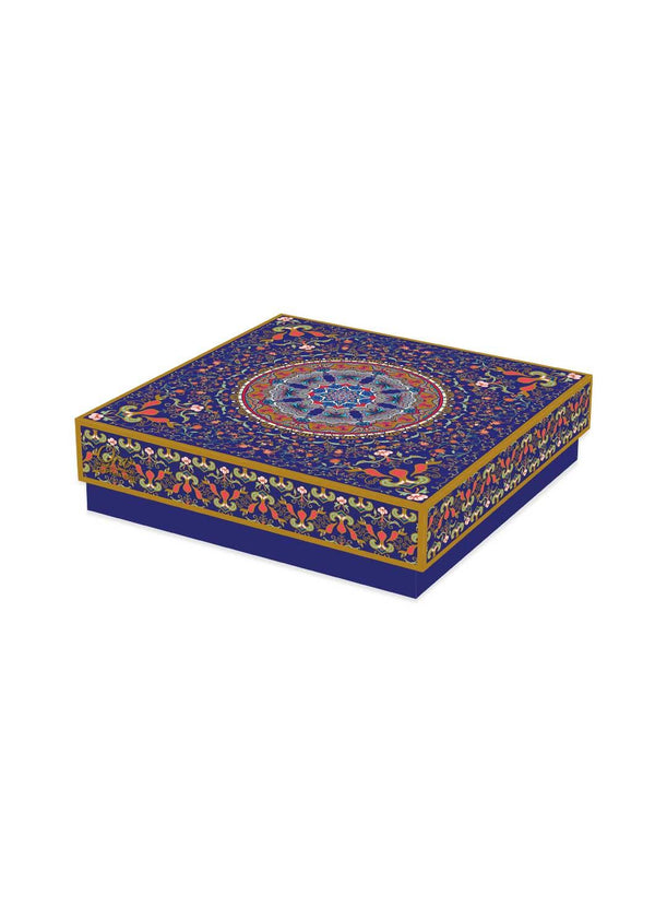 Multi Color Ornamental Floral Design Box for Packing - Cloth Packaging Box - Square Blue Box - BoxGhar