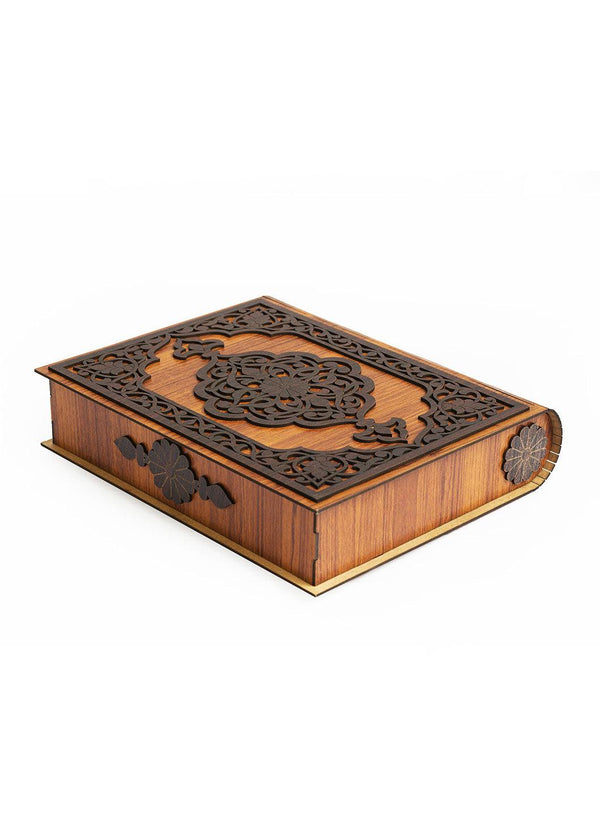 Brown And Dark Brown Wooden Box For Quran - Wooden Juzdaan - Quran Ghilaf - Premium Wooden Box - For Quran - BoxGhar