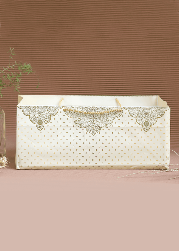 Gold Floral Ornament Paper Design Bag for Packing Paper Bags - BoxGhar