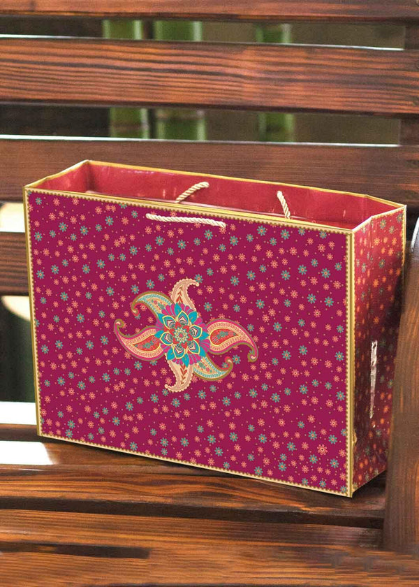 Maroon Paper Bag - Elegant Design Bag for Multipurpose Packing - Large Paper Bag - BoxGhar