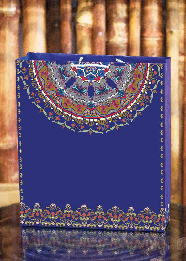Blue Multi Colour Ornamental Floral Design Bag - BoxGhar