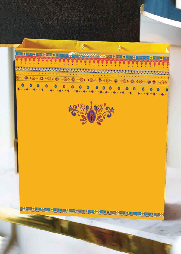 Yellow Multi Colour Ornamental Floral Design Bag - BoxGhar