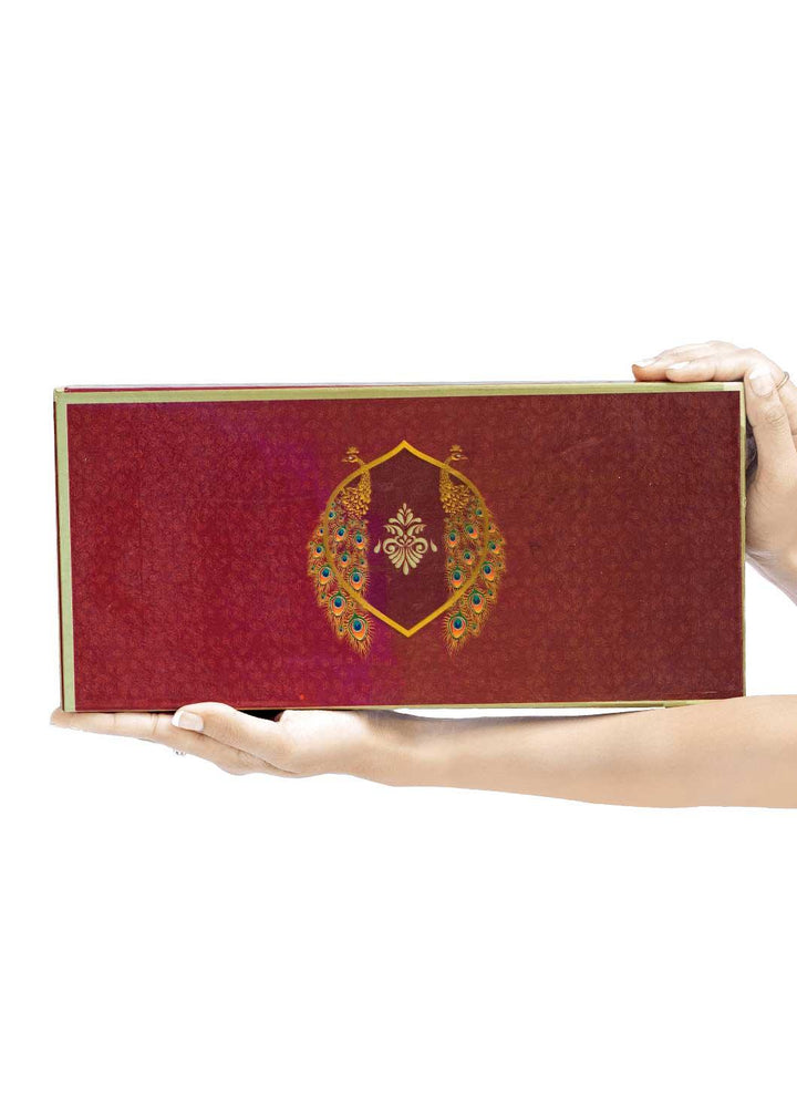 Beautiful Peacock Red & Gold Design Box for Packing - BoxGhar