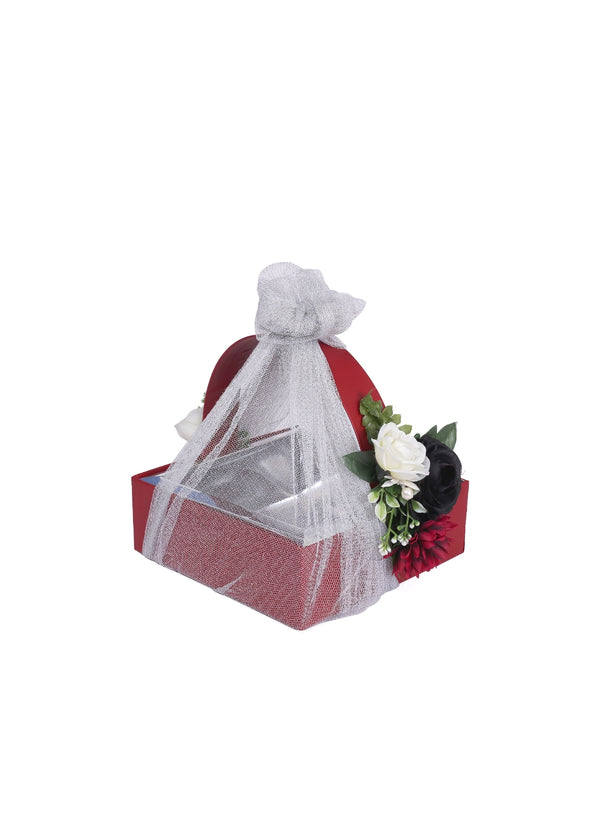 Red Color Floral Basket for Packing Gifts - Small Size