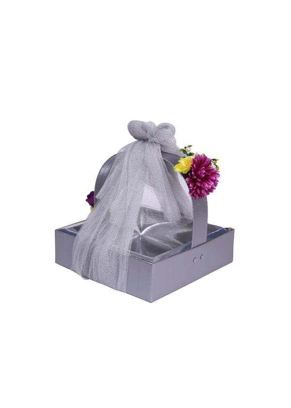 Gray Color Floral Basket for Packing Gifts - Small Size