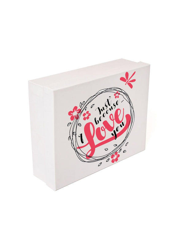 White Color Love Quote Design Box For Gift Packing