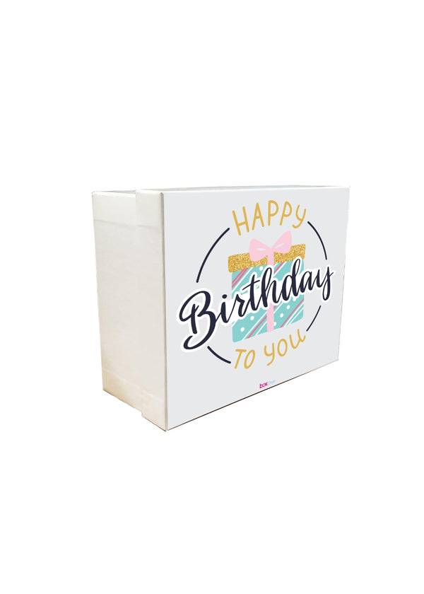 White Color Happy Birthday Quote Design Box For Gift Packing