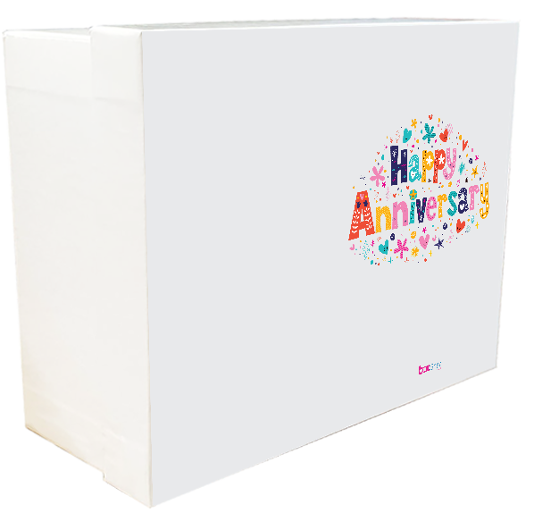 Happy Anniversary Gift Box with Colorful Inscription