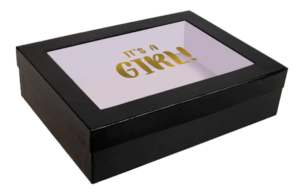 Black Gift Box with "It's a Girl!" Message