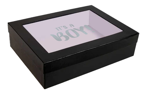 Black Gift Box with "It's a Boy!" Message