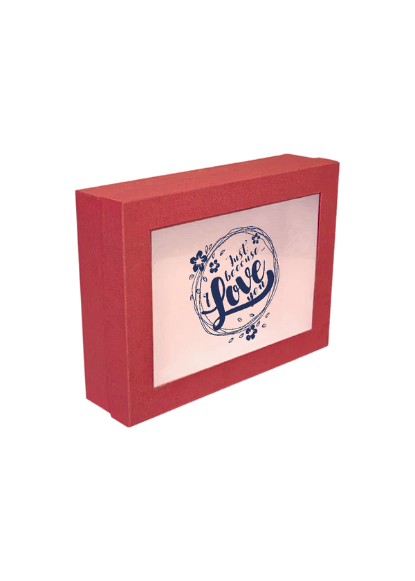 Red Decorative Shadow Box Frame with "Just Because I Love You" Design