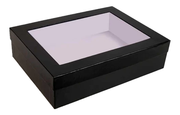 Black Rectangular Gift Box with Clear Lid