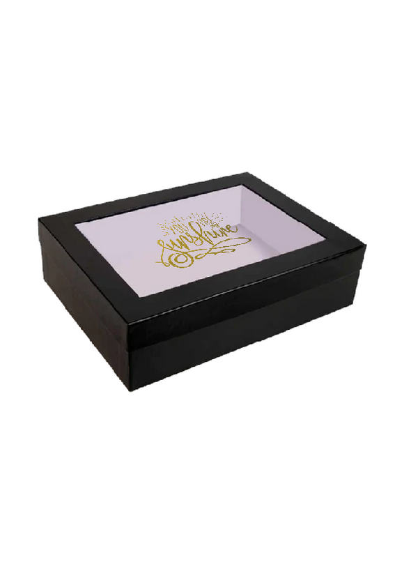 Black Gift Box with Clear Lid and "You Are My Sunshine"