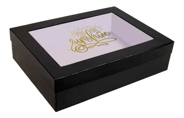 "Elegant Black Rectangular Gift Box with Transparent Lid""NIKAH MUBARAK"