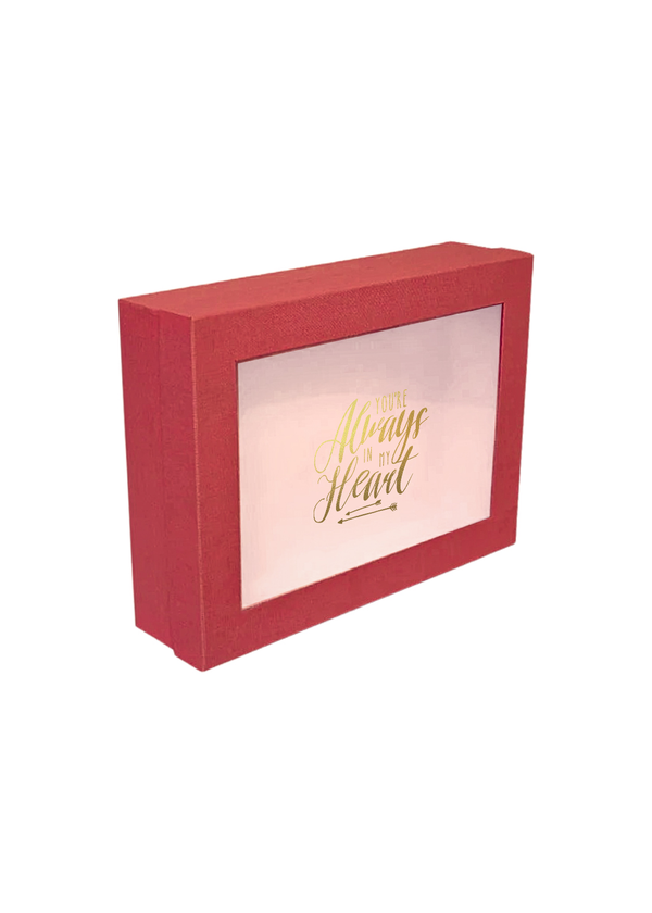 Red Memory Box with "YOU'R ALWAYS IN MY HEART"