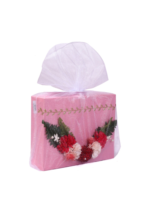 Pink Color With Flower Box & Net For Gift Packing