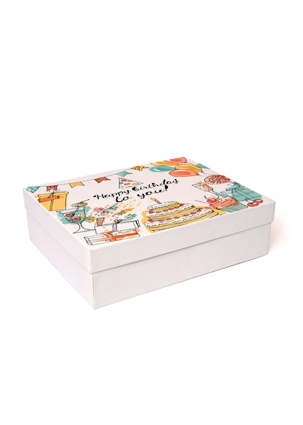 White Color Happy Birthday Quote Design Box For Gift Packing