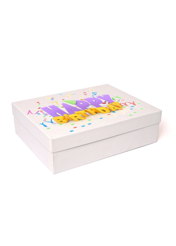 White Color Happy Birthday Quote Design Box For Gift Packing