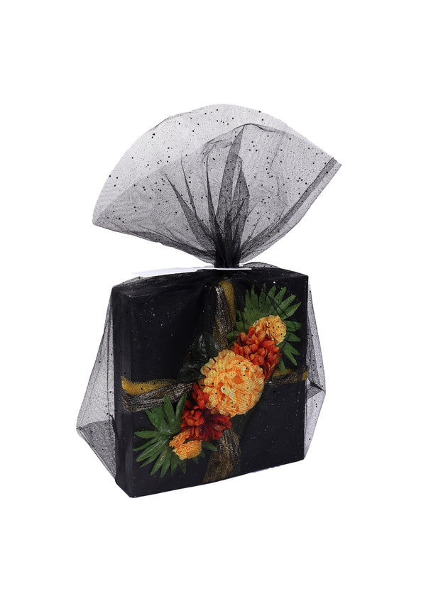 Black Square Flower Box With Net - Black Box For Cloth Packaging - Plain Empty Black Box - Black Box For Clothe Packaging Wholesale