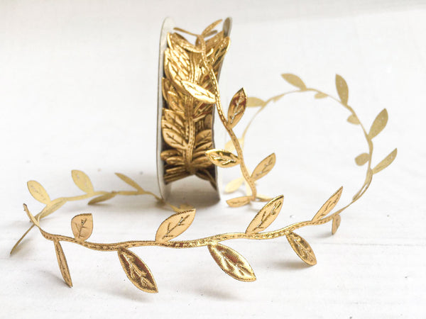 Golden Leave Shape Ribbon 1 Inch