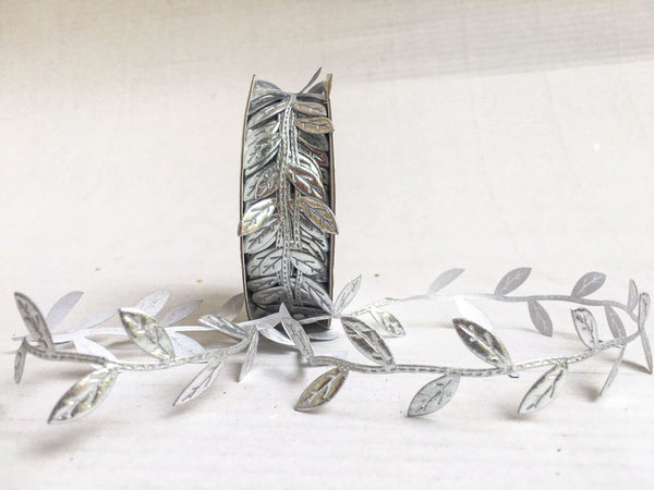 Silver Leave Shape Ribbon 1 Inch