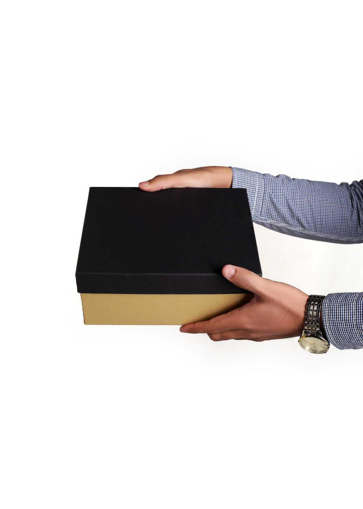Plain Black & Gold Box for Gift Presentation - BoxGhar