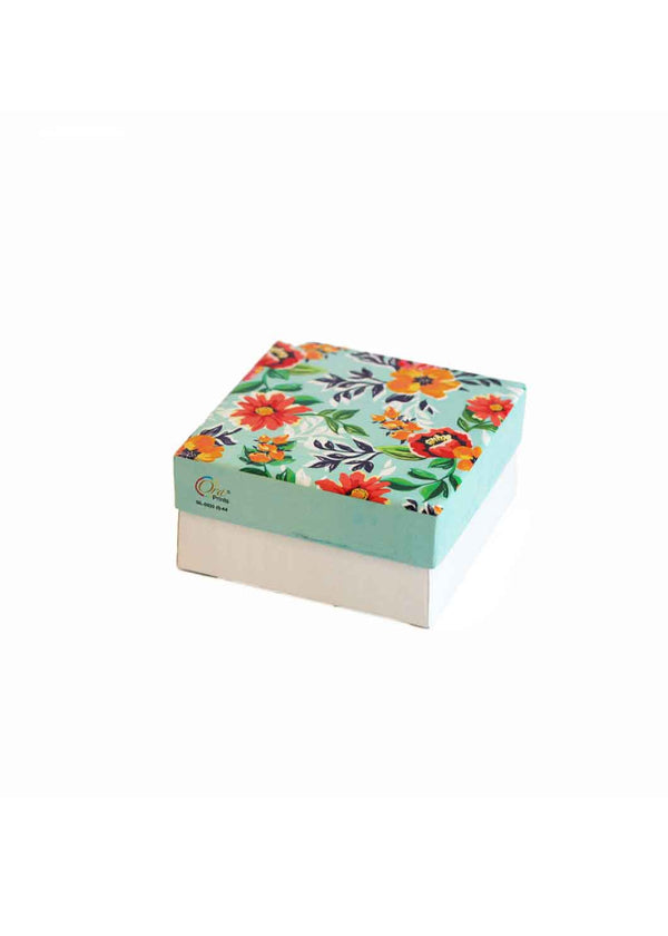 Turquoise Color Floral Design Box for Packing