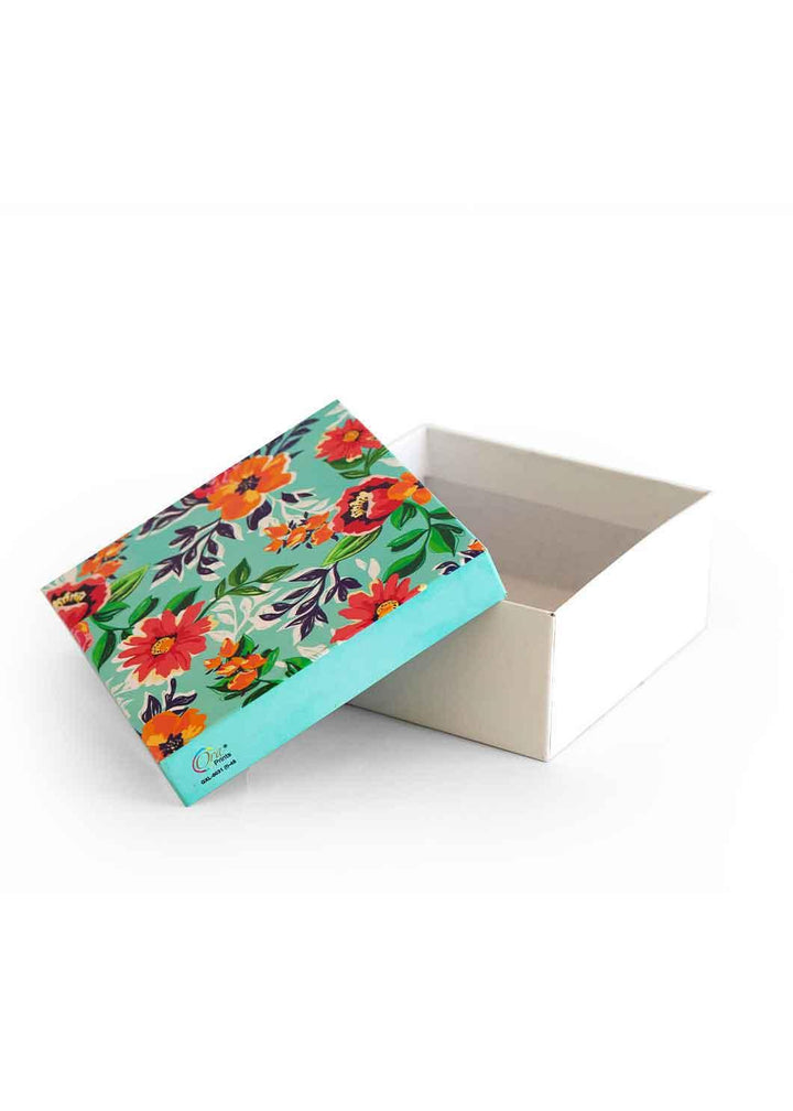 Turquoise Color Floral Design Box for Packing - BoxGhar