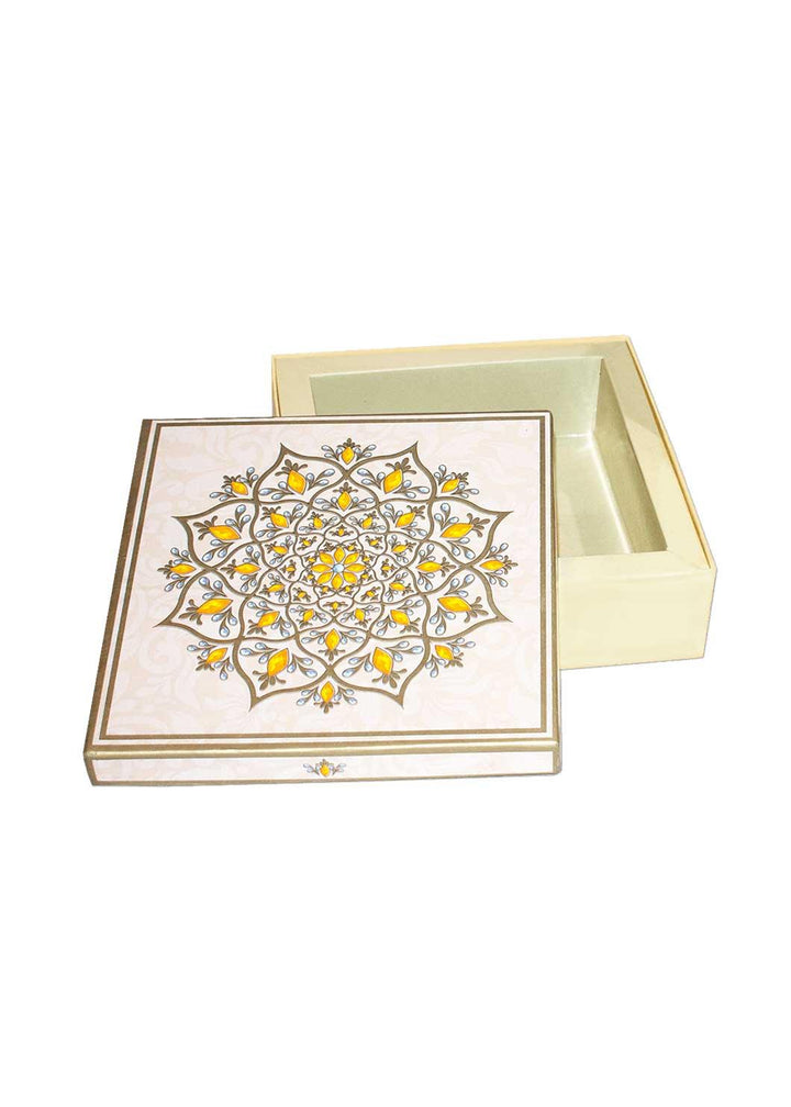 Gold Off White Ornament Design Box for Packing - Half kg Sweet Empty Box - BoxGhar