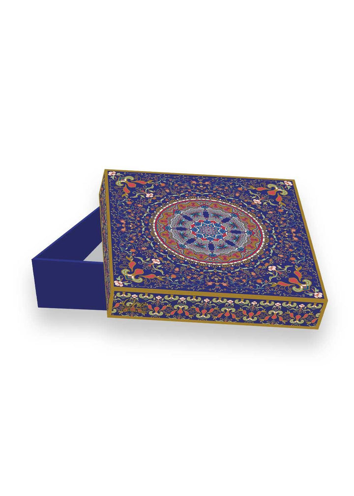 Multi Color Ornamental Floral Design Box for Packing - Cloth Packaging Box - Square Blue Box - BoxGhar