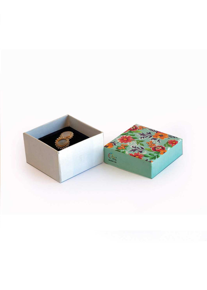 Turquoise Color Floral Design Box for Packing - BoxGhar