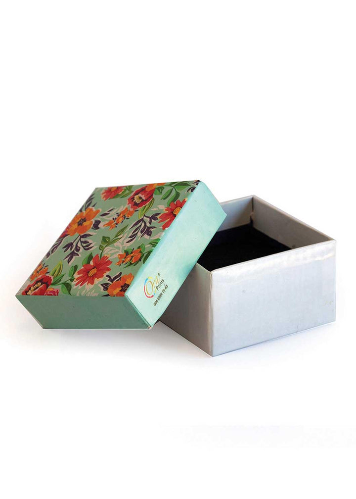 Turquoise Color Floral Design Box for Packing - BoxGhar