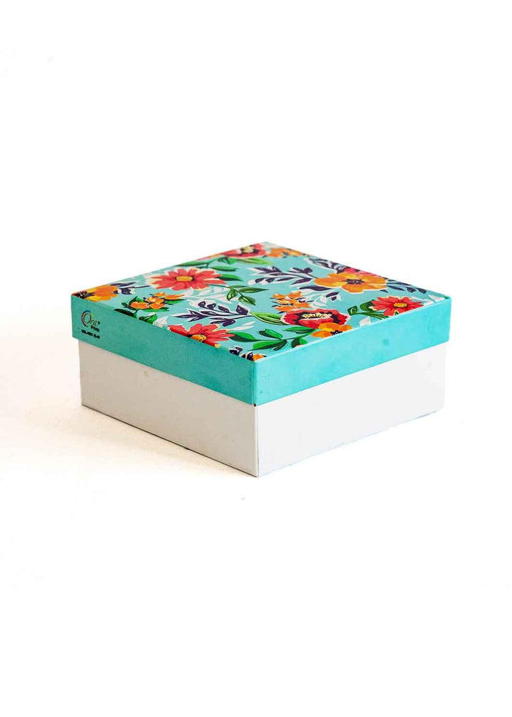 Turquoise Color Floral Design Box for Packing - BoxGhar