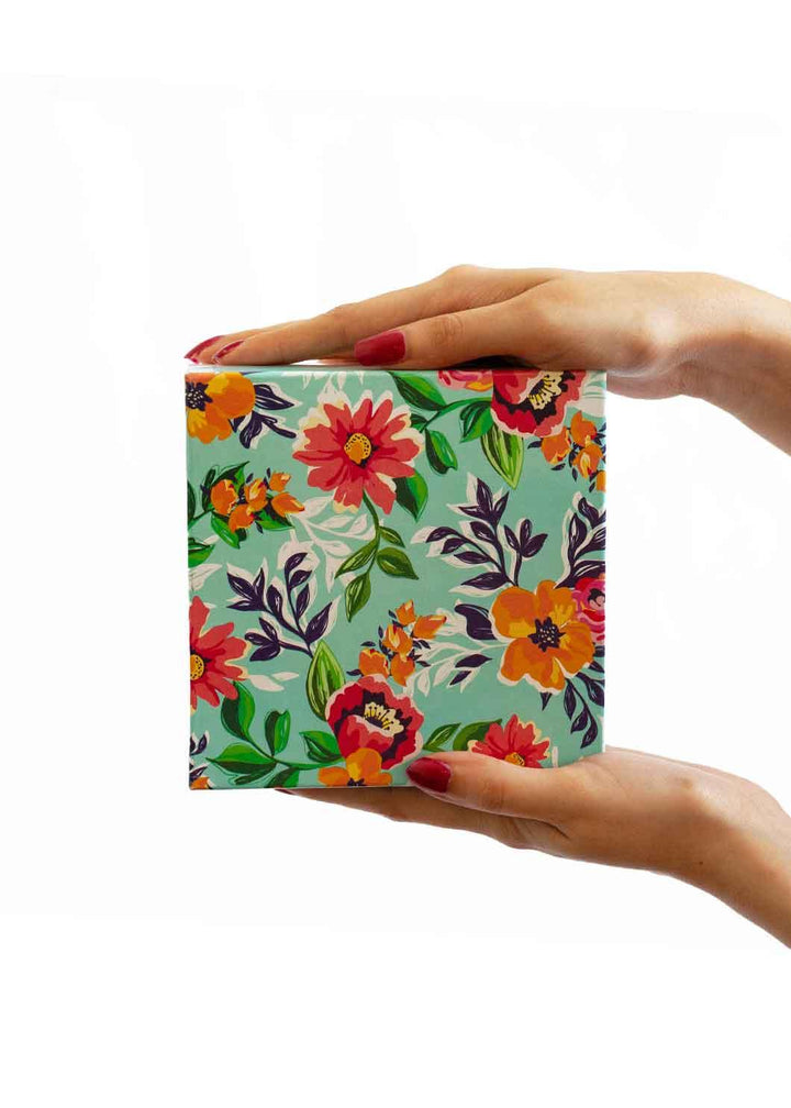 Turquoise Color Floral Design Box for Packing - BoxGhar