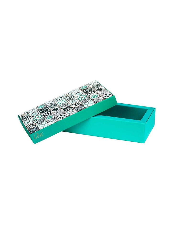 Half Kg Sweet Box With Geometric Shape Design - Sea Green Sweet Box Packaging - Elegant Design - BoxGhar