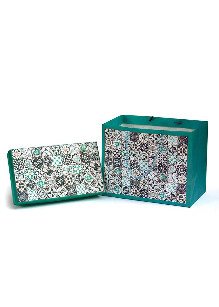 Half Kg Sweet Box With Geometric Shape Design - Sea Green Sweet Box Packaging - Elegant Design - BoxGhar