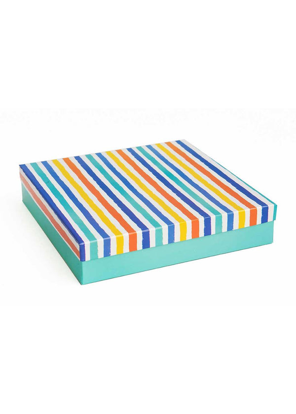 Blue Yellow Orange Stripes Empty Box - Blue Yellow Orange Stripes Box For Clothe Packaging - Empty Designed Box - BoxGhar