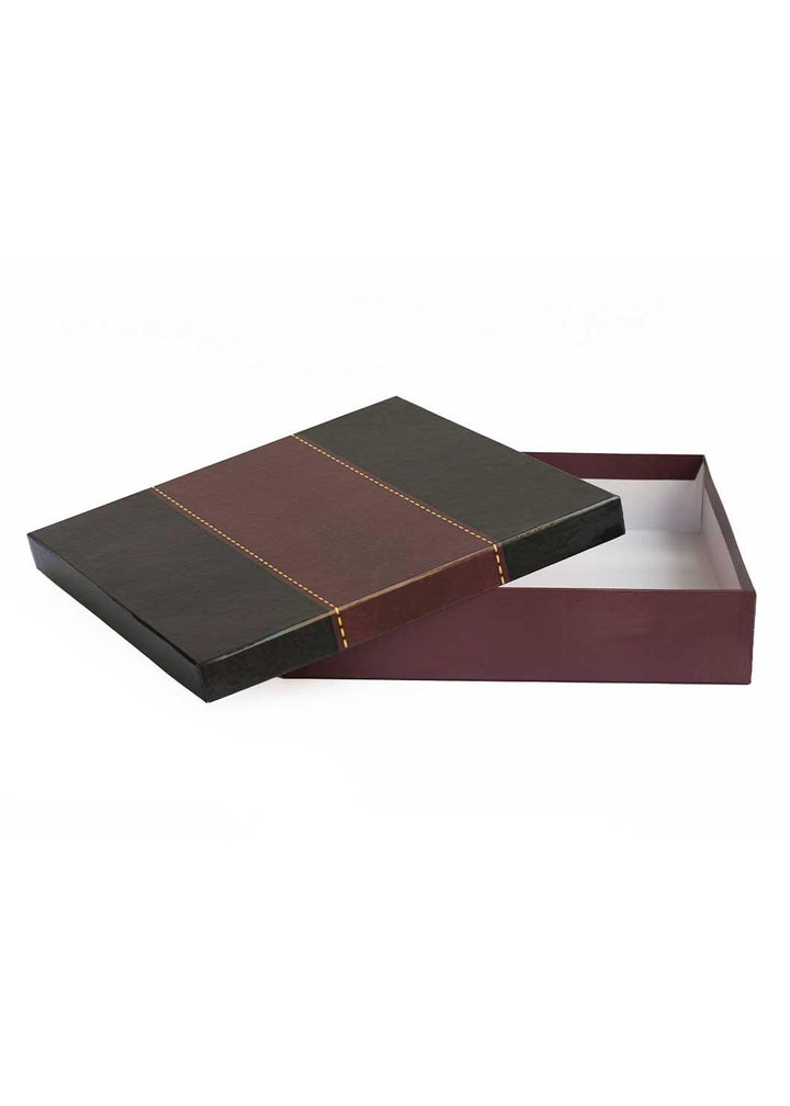 Leather Style Designed Empty Box - Black And Maroon Box For Clothe Packaging - Empty Designed Box - BoxGhar