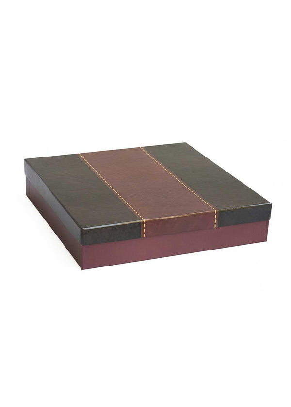 Leather Style Designed Empty Box - Black And Maroon Box For Clothe Packaging - Empty Designed Box - BoxGhar