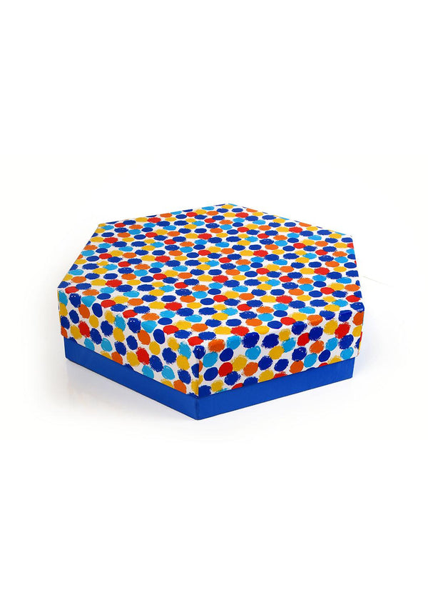Color Splash Doted Design Hexagon Box For Gift Packaging - BoxGhar