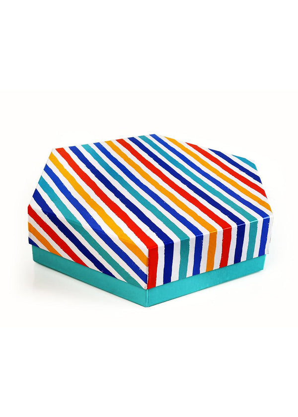 Color Lines Pattern Design Hexagon Box For Gift Packaging - BoxGhar