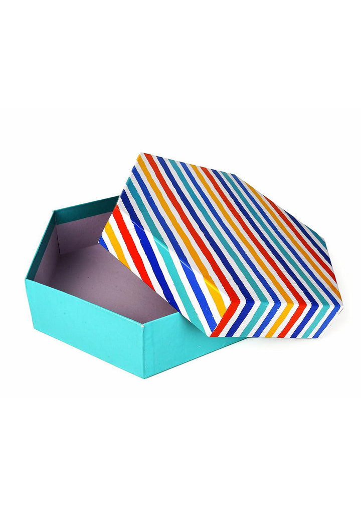 Color Lines Pattern Design Hexagon Box For Gift Packaging - BoxGhar