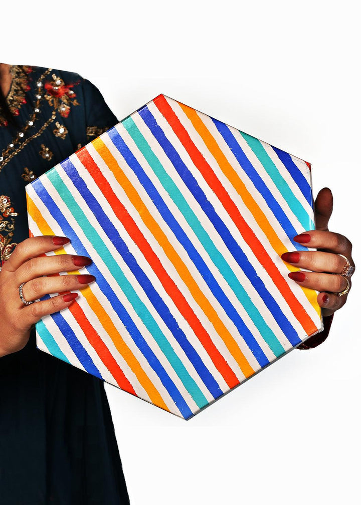 Color Lines Pattern Design Hexagon Box For Gift Packaging - BoxGhar