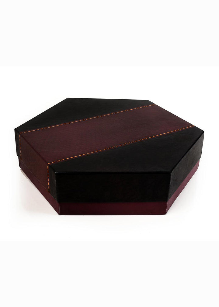 Leather Style Design Hexagon Box With Black Base For Multipurpose Packaging - BoxGhar