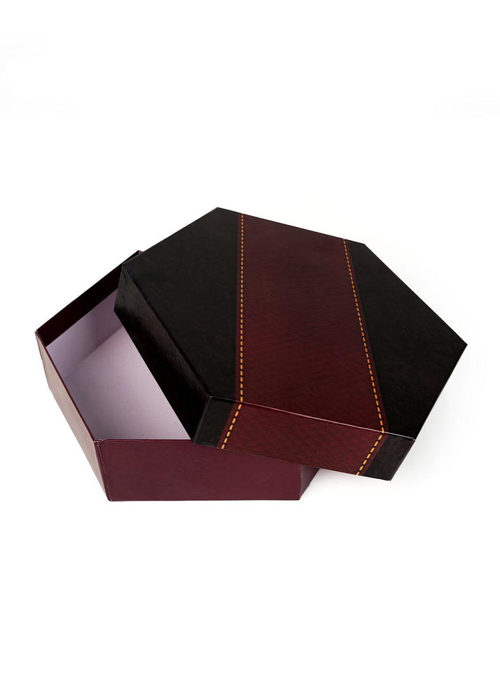 Leather Style Design Hexagon Box With Black Base For Multipurpose Packaging - BoxGhar