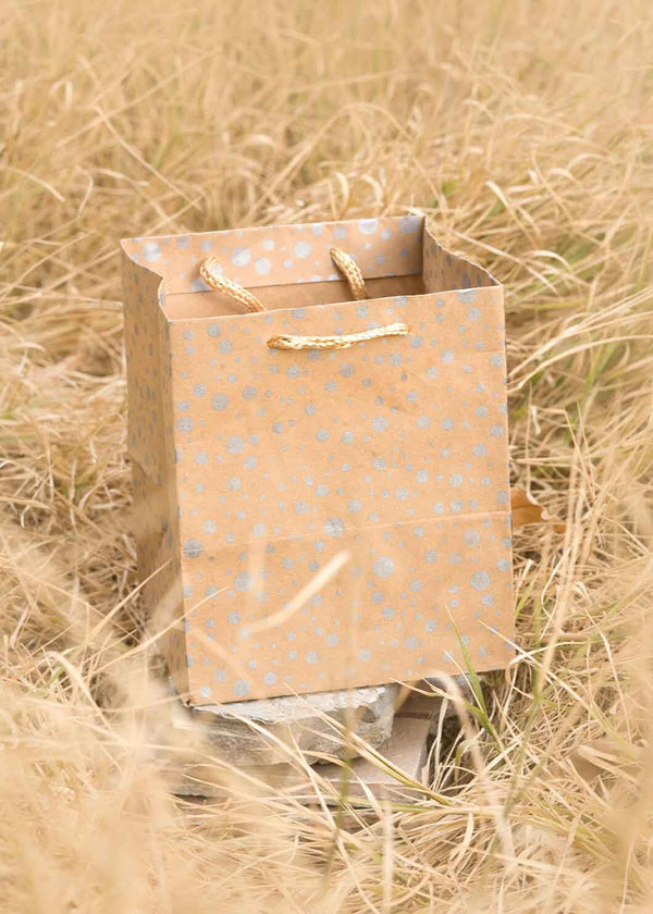 Craft Paper Dotted Pattern - Craft Paper Bag - Golden Silver Red - 5x5 Paper Bag