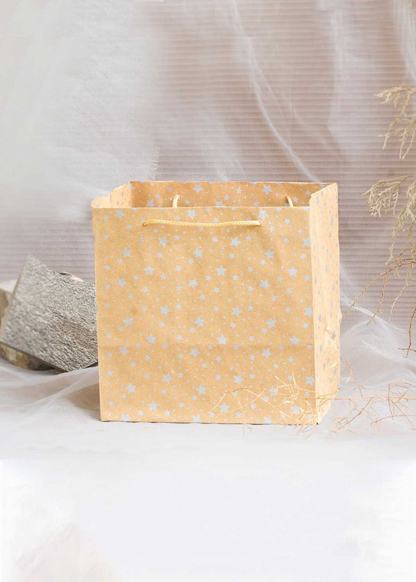 Craft Paper Bag Star Pattern - Craft Bag - Golden Silver Red - 7x5 Paper Bag